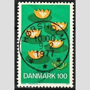 FRIM�RKER DANMARK | 1977 - AFA 631 - F�llesnordisk udgave - 100 �re gr�n/gul/m�rk - Pragt Stemplet H�rsholm