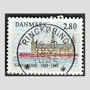 FRIM�RKER DANMARK | 1985 - AFA 840 - Kronborg Slot 400 �r - 2,80 Kr. flerfarvet - Pragt Stemplet Ringk�bing