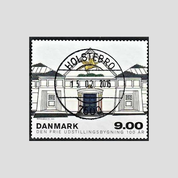 FRIMRKER DANMARK | 2014 - AFA 1787 - Den Frie Udstillingsbygning 100 r. - 9,00 kr. flerfarvet - Pragt Stemplet Holstebro