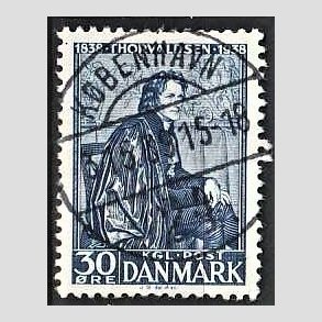FRIM�RKER DANMARK | 1938 - AFA 251 - Thorvaldsen 30 �re bl� - Lux Stemplet K�benhavn