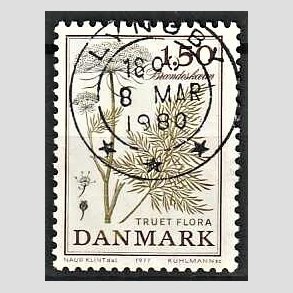 FRIM�RKER DANMARK | 1977 - AFA 650 - Truet flora - 1,50 Kr. lysgr�n/brun - Pragt Stemplet Lyngby