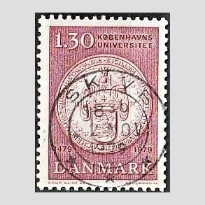 FRIM�RKER DANMARK | 1979 - AFA 673 - K�benhavns universitet 500 �r - 1,30 Kr. r�d - Pragt Stemplet Skive