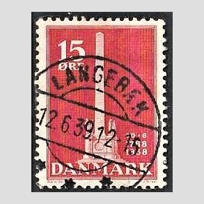 FRIM�RKER DANMARK | 1938 - AFA 244 - Stavnsb�ndet 15 �re r�d - Lux Stemplet Langeb�k