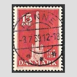 FRIM�RKER DANMARK | 1938 - AFA 244 - Stavnsb�ndet 15 �re r�d - Lux Stemplet R�nne