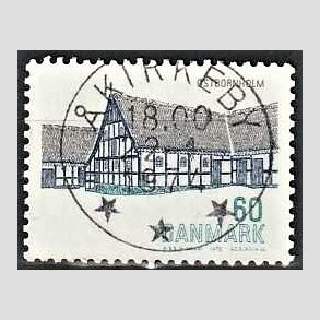 FRIM�RKER DANMARK | 1972 - AFA 539 - Dansk bygningskunst - 60 �re bl�/gr�n/sort - Pragt Stemplet �kirkeby