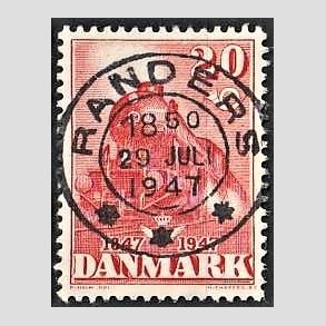 FRIMRKER DANMARK | 1947 - AFA 303 - Danske jernbane 100 r - 20 re rd - Lux Stemplet Randers