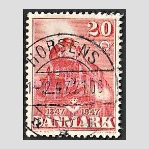FRIMRKER DANMARK | 1947 - AFA 303 - Danske jernbane 100 r - 20 re rd - Lux Stemplet Horsens