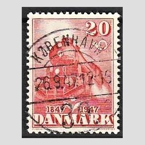 FRIM�RKER DANMARK | 1947 - AFA 303 - Danske jernbane 100 �r - 20 �re r�d - Lux Stemplet K�benhavn
