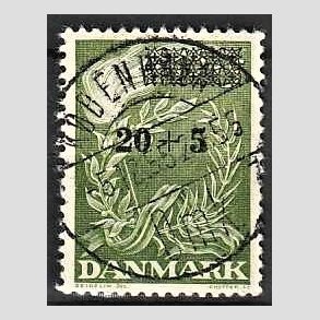 FRIMRKER DANMARK | 1955 - AFA 358 - Frihedsfond provisorier - 20 + 5/15 + 5 re grn - Pragt Stemplet Kbenhavn