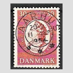 FRIM�RKER DANMARK | 1954 - AFA 357 - Kunstakademiet 200 �r - 30 �re r�d - Pragt Stemplet Aarhus