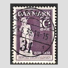 FRIM�RKER DANMARK | 1938 - AFA 250 - Thorvaldsen 10 �re violet - Lux Stemplet K�benhavn