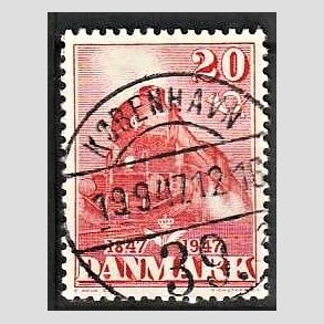 FRIM�RKER DANMARK | 1947 - AFA 303 - Danske jernbane 100 �r - 20 �re r�d - Lux Stemplet K�benhavn