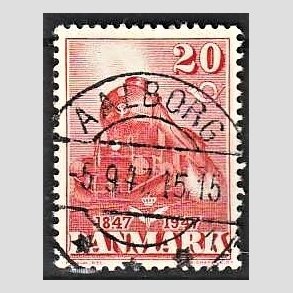 FRIM�RKER DANMARK | 1947 - AFA 303 - Danske jernbane 100 �r - 20 �re r�d - Lux Stemplet Aalborg