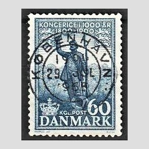 FRIM�RKER DANMARK | 1953-56 - AFA 355 - Kongeriget 1000 �r - 60 �re bl� - Pragt Stemplet K�benhavn