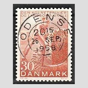 FRIM�RKER DANMARK | 1958 - AFA 372 - Landboh�jskolen 100 �r - 30 �re r�d - Pragt Stemplet Odense