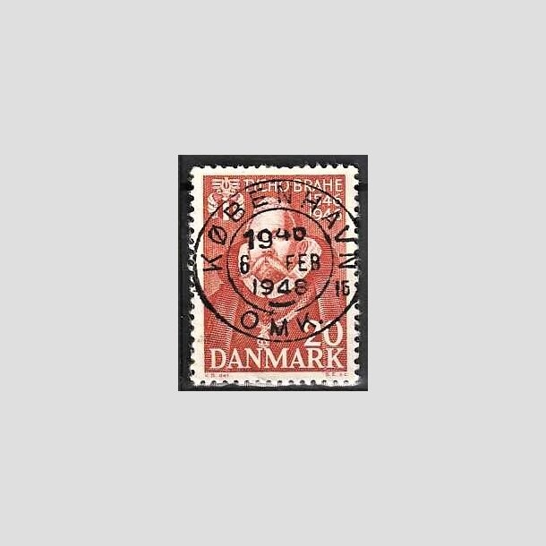 FRIMRKER DANMARK | 1946 - AFA 298 - Tycho Brahe - 20 re brunrd - Pragt Stemplet Kbenhavn