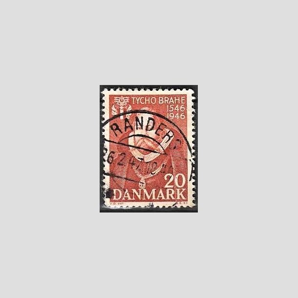 FRIMRKER DANMARK | 1946 - AFA 298 - Tycho Brahe - 20 re brunrd - Pragt Stemplet Randers