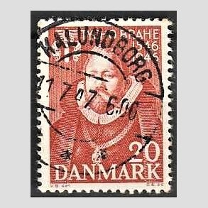 FRIM�RKER DANMARK | 1946 - AFA 298 - Tycho Brahe - 20 �re brunr�d - Pragt Stemplet Kalundborg