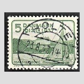 FRIM�RKER DANMARK | 1937 - AFA 239 - Chr. X 25 �re jubil�um 5 �re gr�n - Lux Stemplet Holte
