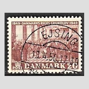 FRIM�RKER DANMARK | 1949 - AFA 315 - Grundloven 100 �r - 20 �re r�dbrun - Lux Stemplet Ejsing