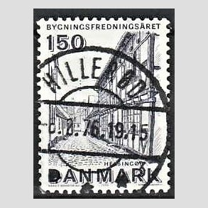 FRIM�RKER DANMARK | 1975 - AFA 593 - Bygningsfredning - 150 �re bl�gr� - Pragt Stemplet Hiller�d