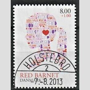 FRIMRKER DANMARK | 2013 - AFA 1747a - Red Barnet - 8,00 + 1,00 Kr. flerfarvet - Pragt Stemplet