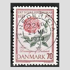 FRIM�RKER DANMARK | 1973 - AFA 546 - Jydske Haveselskab 100 �r - 70 �re rosa/gr�n/r�d - Pragt Stemplet Fredericia
