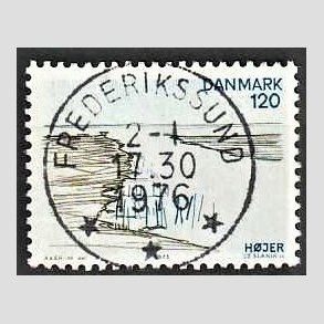 FRIM�RKER DANMARK | 1975 - AFA 600 - S�nderjylland - 120 �re m�rkgr�n/m�rkbl� - Pragt Stemplet Frederikssund