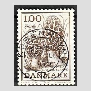 FRIM�RKER DANMARK | 1978 - AFA 669 - Sj�ldne svampe - 1,00 Kr. brun - Pragt Stemplet 