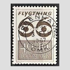 FRIMRKER DANMARK | 1966 - AFA 448F - Flygtning 1966 - 40 + 10 re brun - Pragt Stemplet Kbenhavn