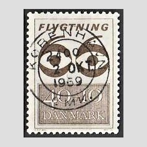 FRIMRKER DANMARK | 1966 - AFA 448F - Flygtning 1966 - 40 + 10 re brun - Pragt Stemplet Kbenhavn