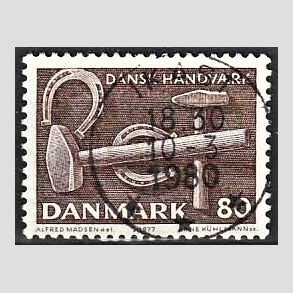 FRIM�RKER DANMARK | 1977 - AFA 641 - Dansk h�ndv�rk - 80 �re brun - Pragt Stemplet Ikast