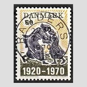 FRIM�RKER DANMARK | 1970 - AFA 499 - Nordslesvigs genforening 50 �r - 60 �re m�rkgr�/violet/gul - Pragt Stemplet Randers