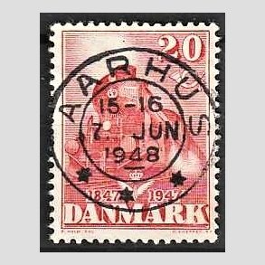 FRIMRKER DANMARK | 1947 - AFA 303 - Danske jernbane 100 r - 20 re rd - Lux Stemplet Aarhus