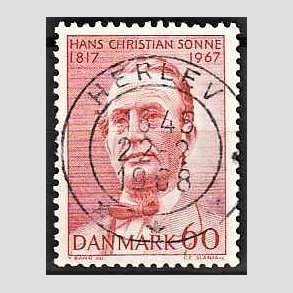 FRIM�RKER DANMARK | 1967 - AFA 466 - Chr. Sonne - 60 �re r�d - Pragt Stemplet Herlev