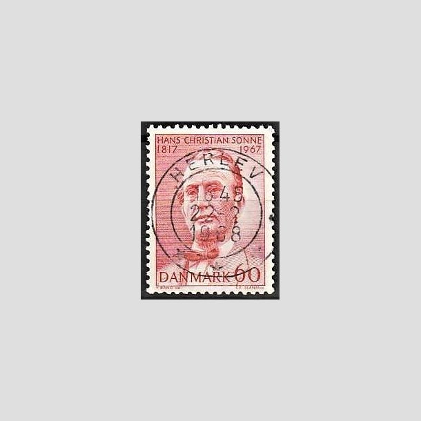 FRIMRKER DANMARK | 1967 - AFA 466 - Chr. Sonne - 60 re rd - Pragt Stemplet Herlev