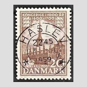 FRIM�RKER DANMARK | 1953-56 - AFA 353 - Kongeriget 1000 �r - 20 �re brun - Pragt Stemplet Haslev