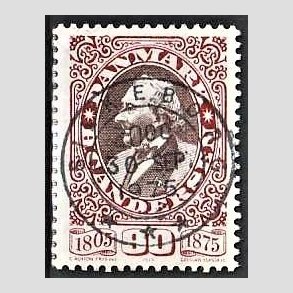 FRIM�RKER DANMARK | 1975 - AFA 595 - H.C Andersen - 90 �re r�d/brun - Pragt Stemplet Silkeborg