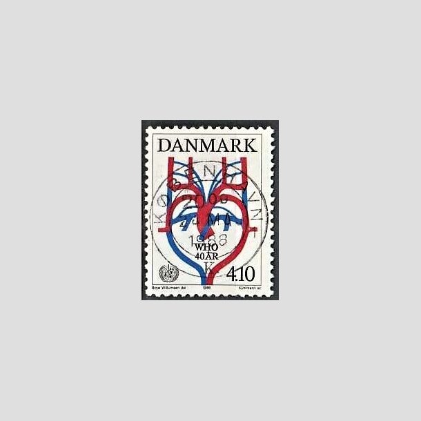 FRIMRKER DANMARK | 1988 - AFA 909 - WHO 40 r - 4,10 Kr. flerfarvet - Lux Stemplet Kbenhavn