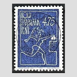 FRIM�RKER DANMARK | 1991 - AFA 1004 - Hold Danmark rent - 4,75 Kr. bl� - Pragt Stemplet