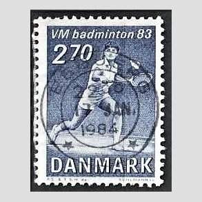 FRIM�RKER DANMARK | 1983 - AFA 767 - WM i Badminton - 2,70 Kr. bl� - Pragt Stemplet Esbjerg