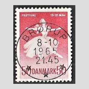 FRIM�RKER DANMARK | 1965 - AFA 438 - Ballet og musikfestival - 50 �re r�d - Pragt Stemplet Br�rup
