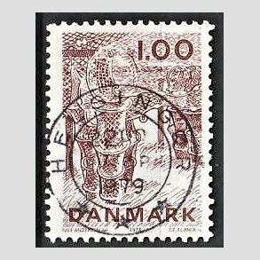 FRIM�RKER DANMARK | 1978 - AFA 665 - Dansk fiskeri - 1,00 Kr. r�dbrun - Pragt Stemplet Helsing�r