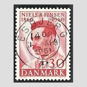 FRIM�RKER DANMARK | 1960 - AFA 387 - Niels R. Finsen - 30 �re r�d - Pragt Stemplet Esbjerg
