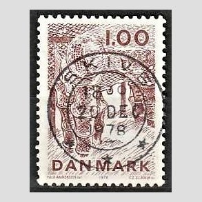 FRIM�RKER DANMARK | 1978 - AFA 665 - Dansk fiskeri - 1,00 Kr. r�dbrun - Pragt Stemplet Skive