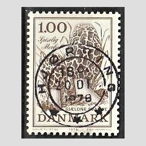 FRIM�RKER DANMARK | 1978 - AFA 669 - Sj�ldne svampe - 1,00 Kr. brun - Pragt Stemplet Hj�rring