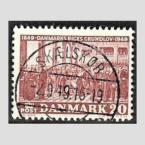 FRIM�RKER DANMARK | 1949 - AFA 315 - Grundloven 100 �r - 20 �re r�dbrun - Lux Stemplet Sk�lsk�r