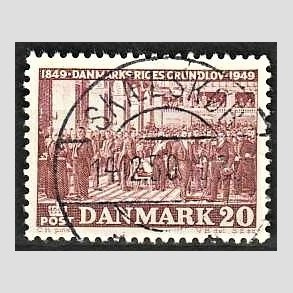 FRIM�RKER DANMARK | 1949 - AFA 315 - Grundloven 100 �r - 20 �re r�dbrun - Lux Stemplet Sk�lsk�r