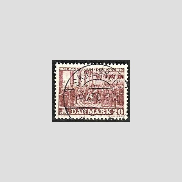 FRIMRKER DANMARK | 1949 - AFA 315 - Grundloven 100 r - 20 re rdbrun - Lux Stemplet Sklskr