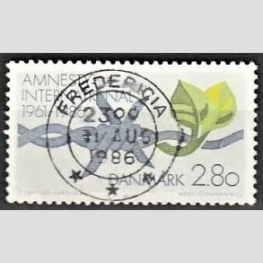 FRIM�RKER DANMARK | 1986 - AFA 850 - Amnesty International 25 �r - 2,80 Kr. flerfarvet - Pragt Stemplet Fredericia